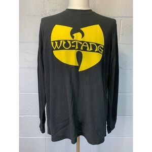 Wu-Tang Clan Mens XL Black Waffle Knit Thermal Long Sleeve Graphic Shirt Logo